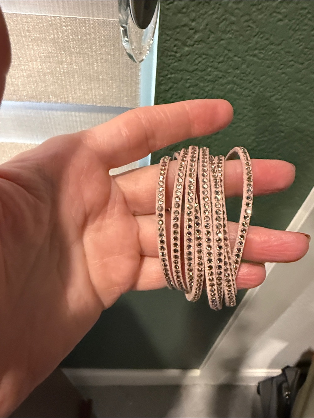 Touchstone Crystal Blush Pink Multi-Row Wrap Bracelet